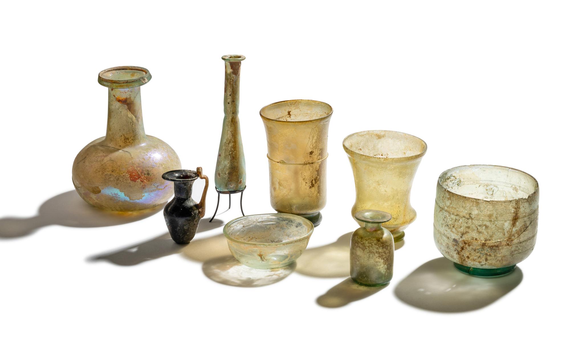 Eight Roman Glass Vessels