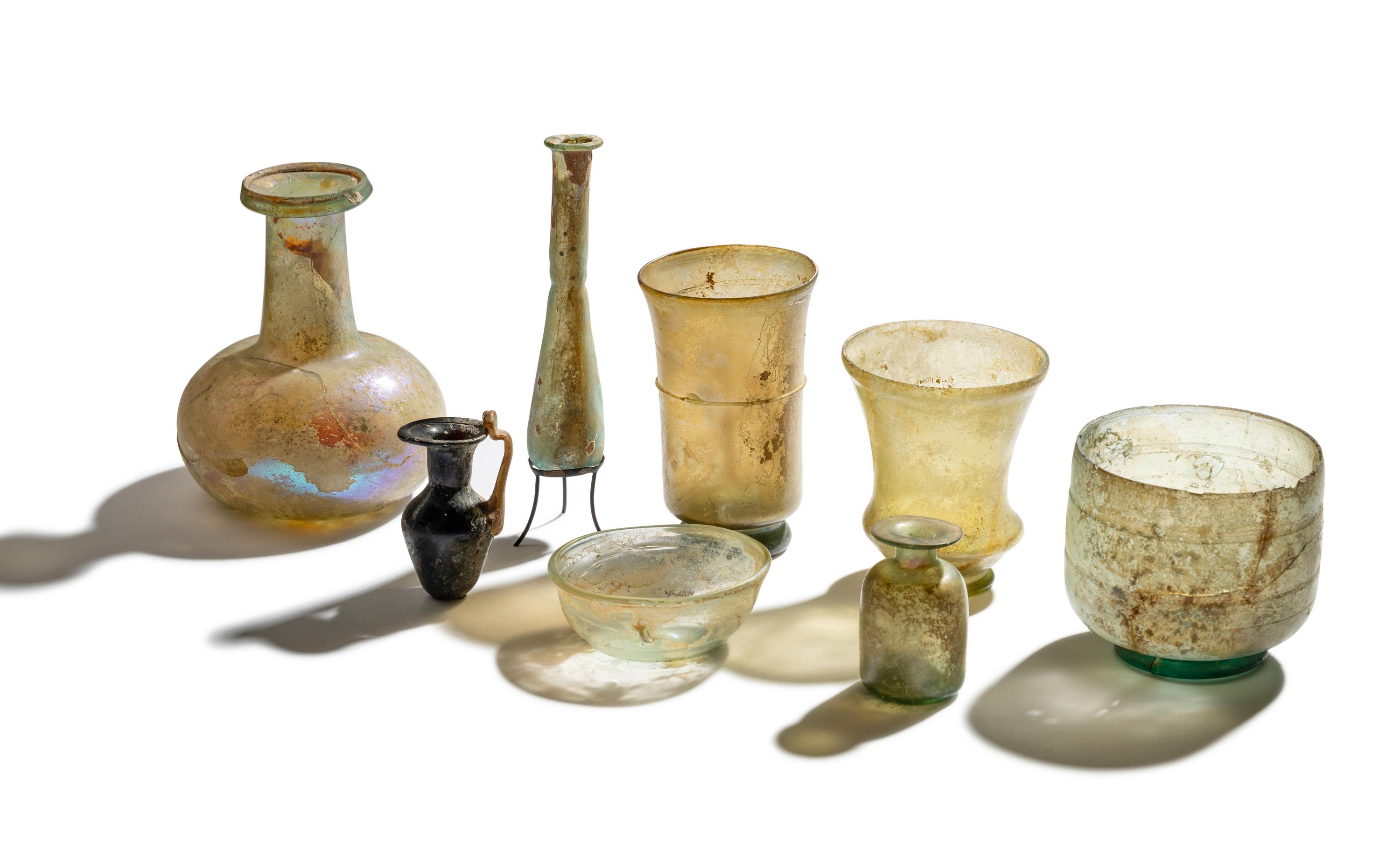 Eight Roman Glass Vessels