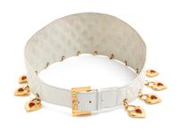 A Chanel White Quilted Belt, 30" x 4.25".