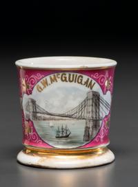 A Porcelain Shaving Mug Depicting The Brooklyn Bridge