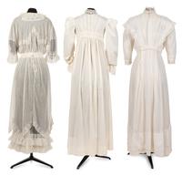 Six Edwardian Cotton Dresses: Three Day Dresses, Three Bed Jackets and Night Gowns, 1910s