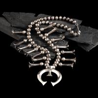 Navajo Silver Squash Blossom Necklace