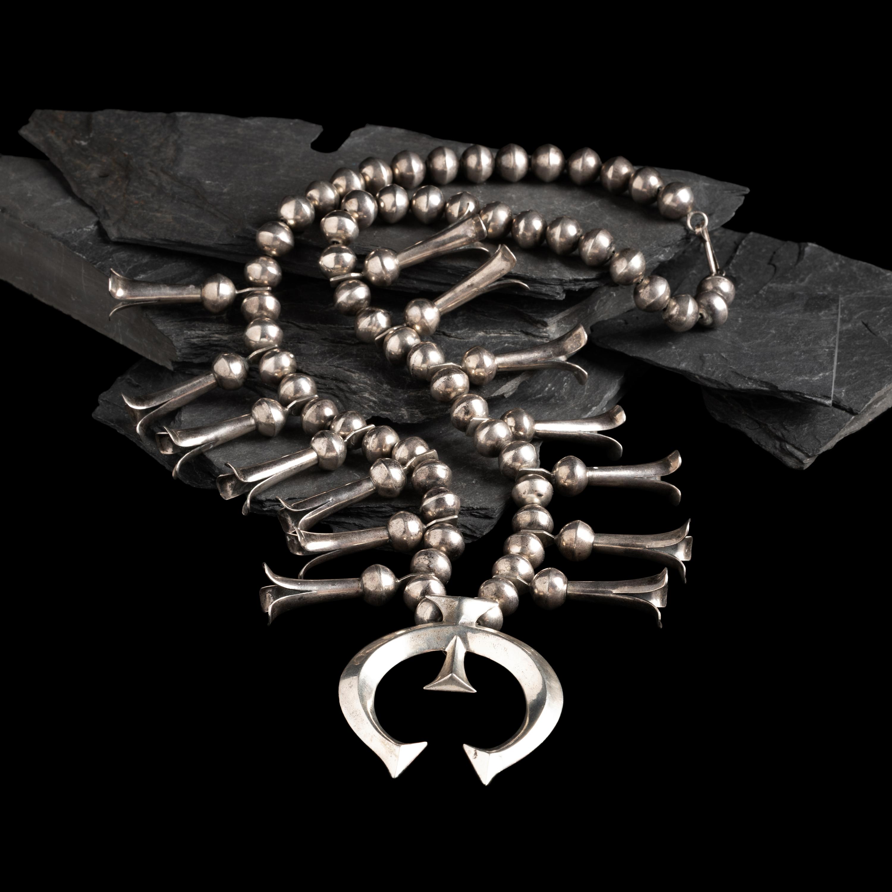 Navajo Silver Squash Blossom Necklace