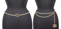 Chanel, Two Rhinestone Chain Belts, 1995