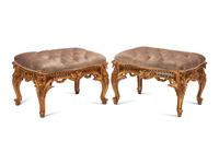 A Pair of Régence Style Giltwood Stools