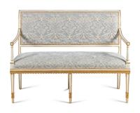 A Neoclassical Style Painted and Parcel Gilt Settee