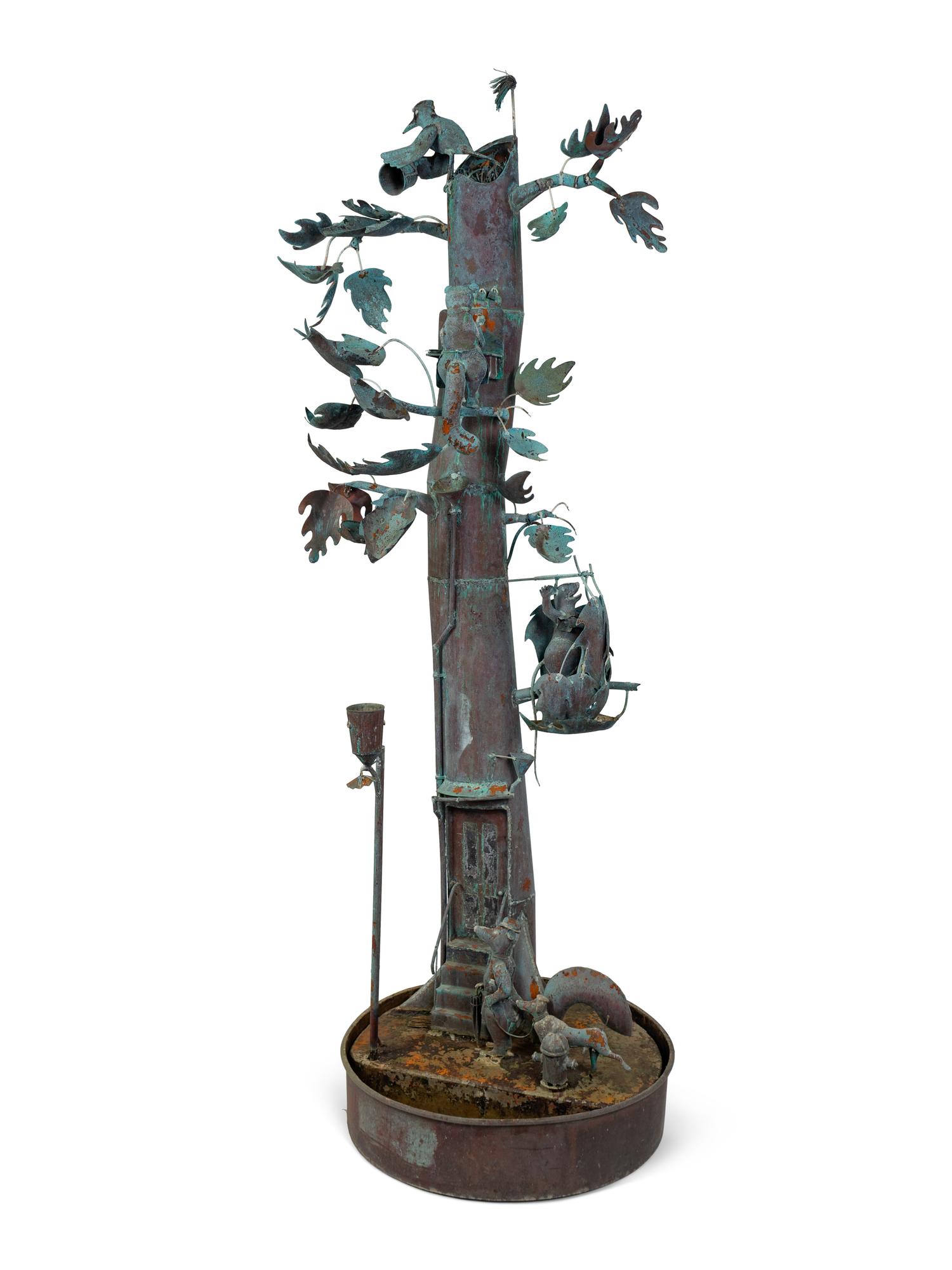 A Copper Fanciful Tree-Form Fountain
