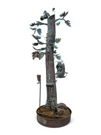 A Copper Fanciful Tree-Form Fountain