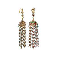 MUGHAL, DIAMOND, MULTIGEM, AND YELLOW GOLD EARRINGS