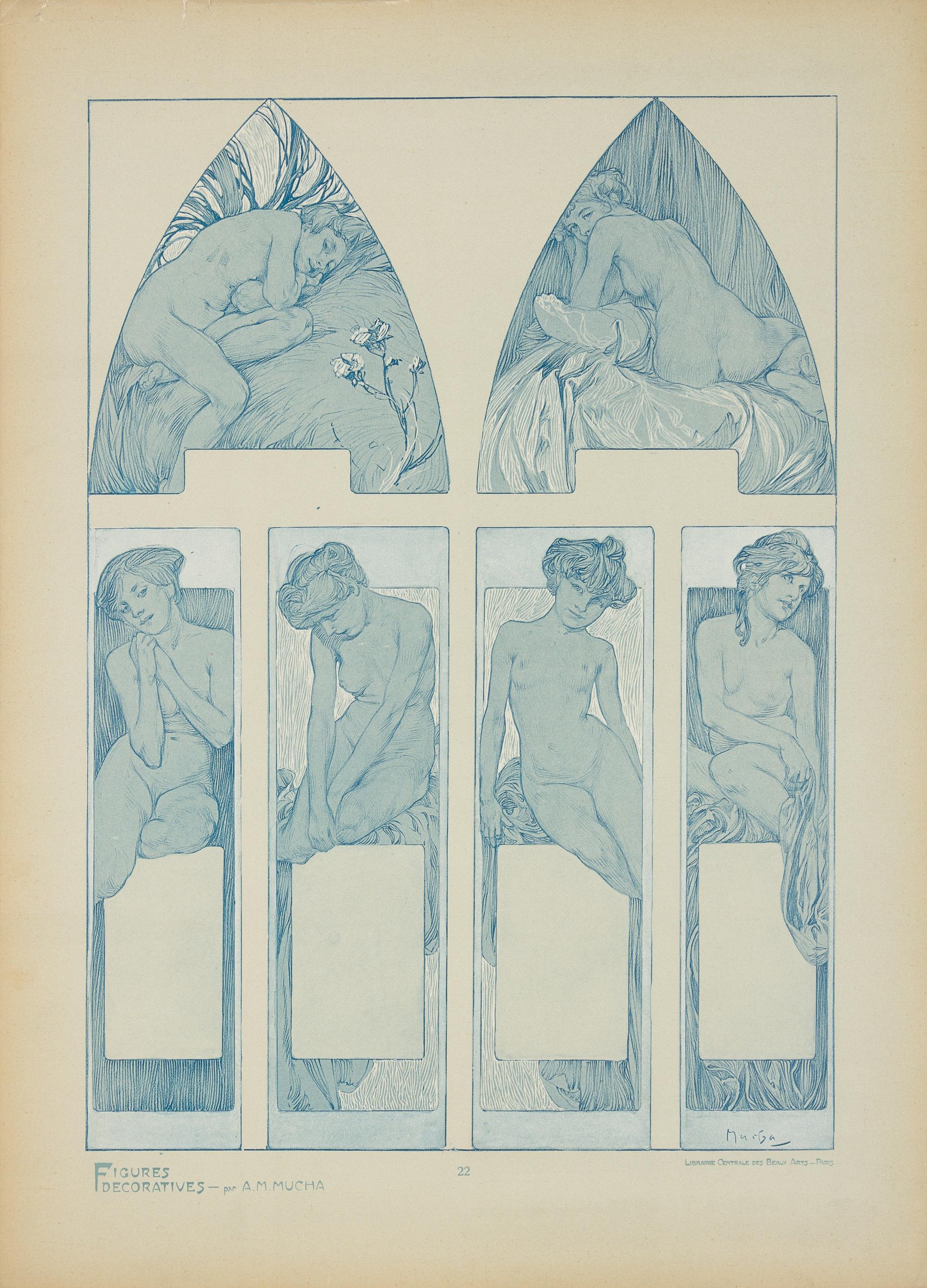 MUCHA, Alphonse (1860-1939). Figures Décoratives. Paris: Librairie Centrale des Beaux-Arts, [n.d.].