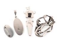 Navajo and Apache Sterling Silver Pendants and Pins, with Mosaic Inlay