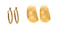 A Collection of Yellow Gold Earrings, 20.70 dwts.
