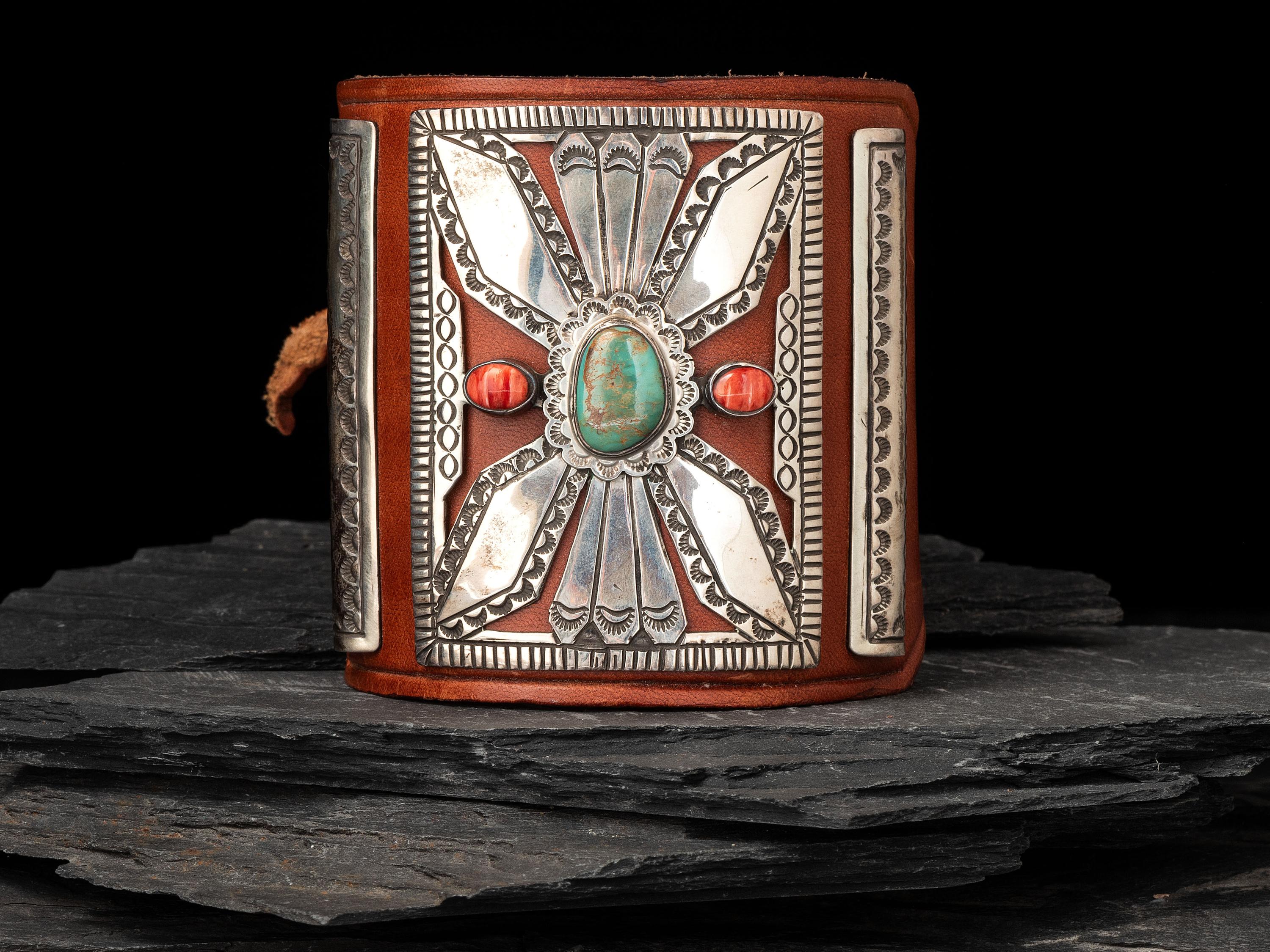 Navajo Silver, Turquoise, and Spiny Oyster Ketoh
