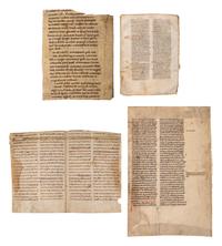 Collection of leaves, bifolia, and quires from English, German, and Italian manuscripts of the 12th to 14th centuries (4 items)