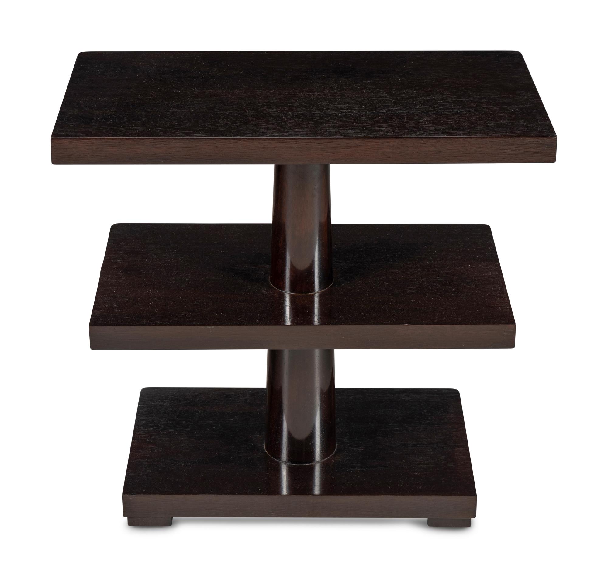 Three-Tier Art Deco Style Hardwood Side Table