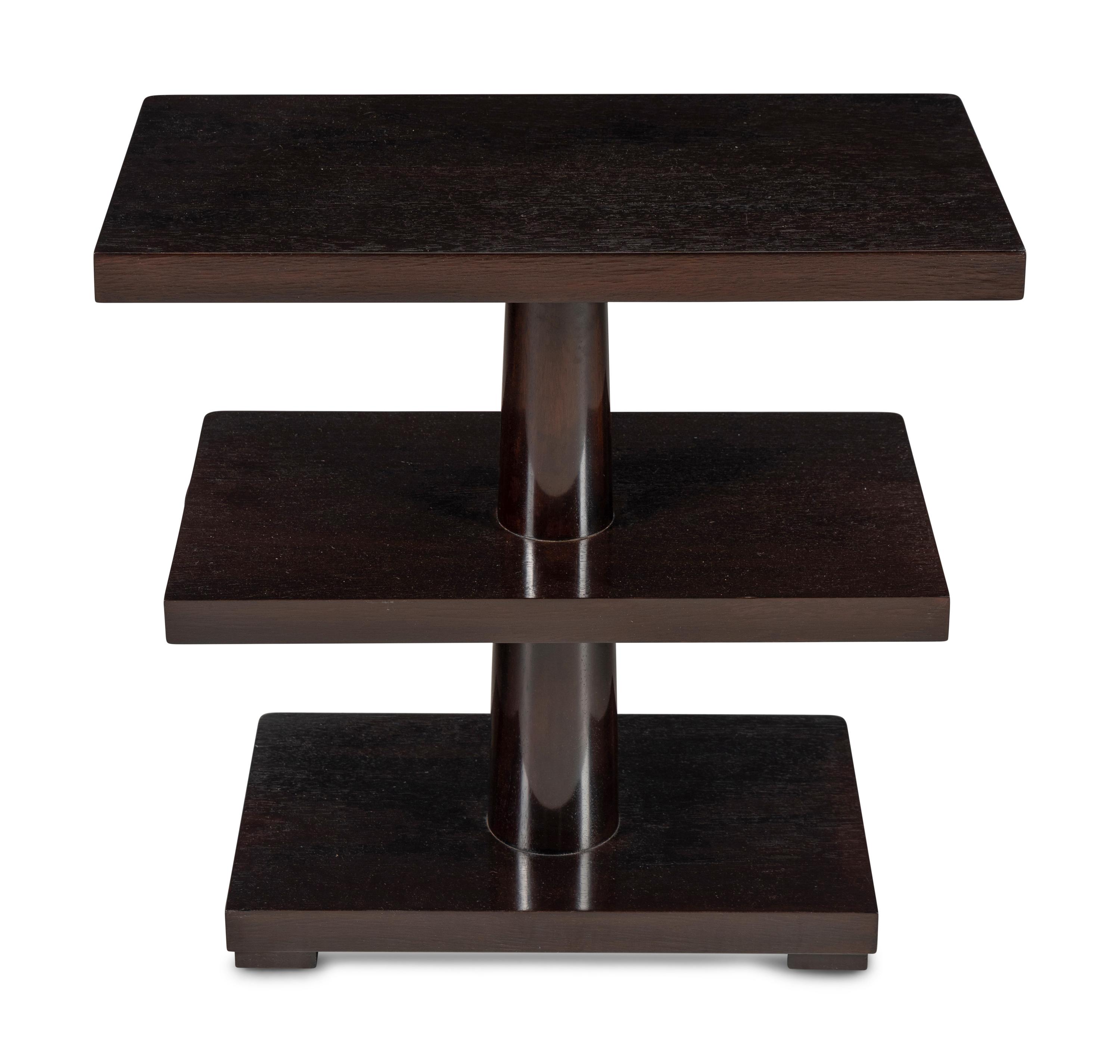 Three-Tier Art Deco Style Hardwood Side Table