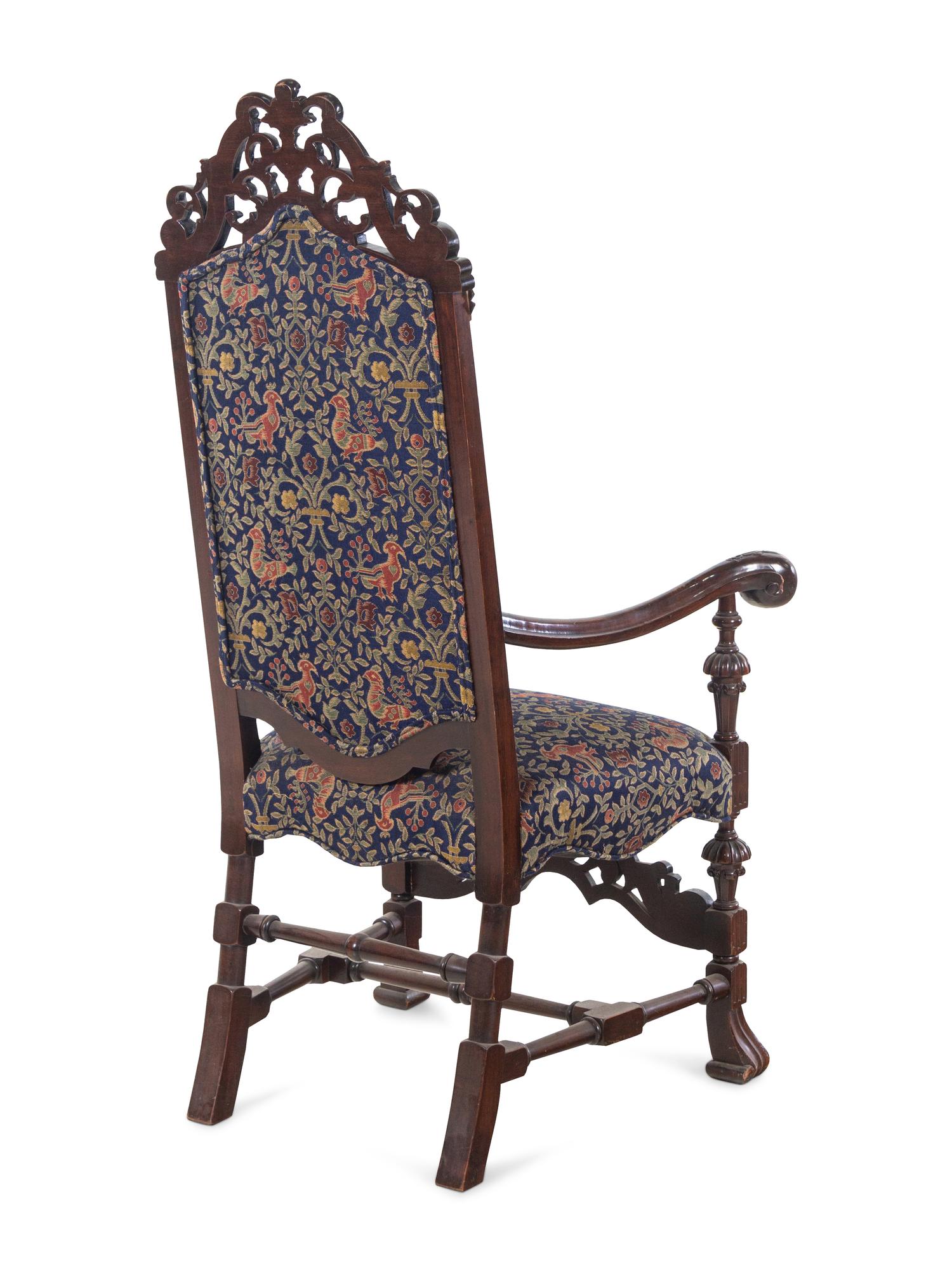 An Italian Baroque Style Carved Walnut Armchair