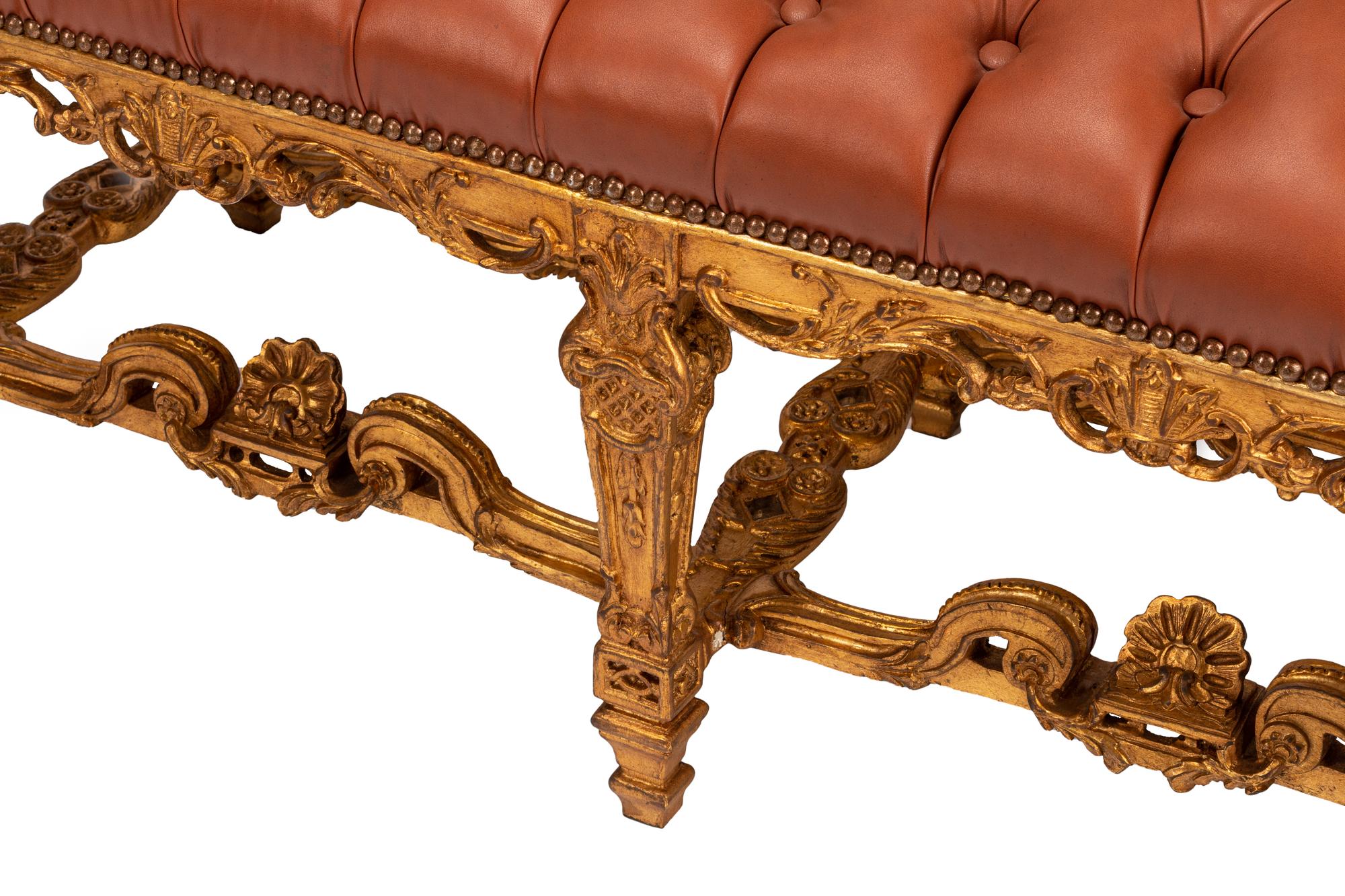 A Pair of Louis XIV Style Giltwood Benches