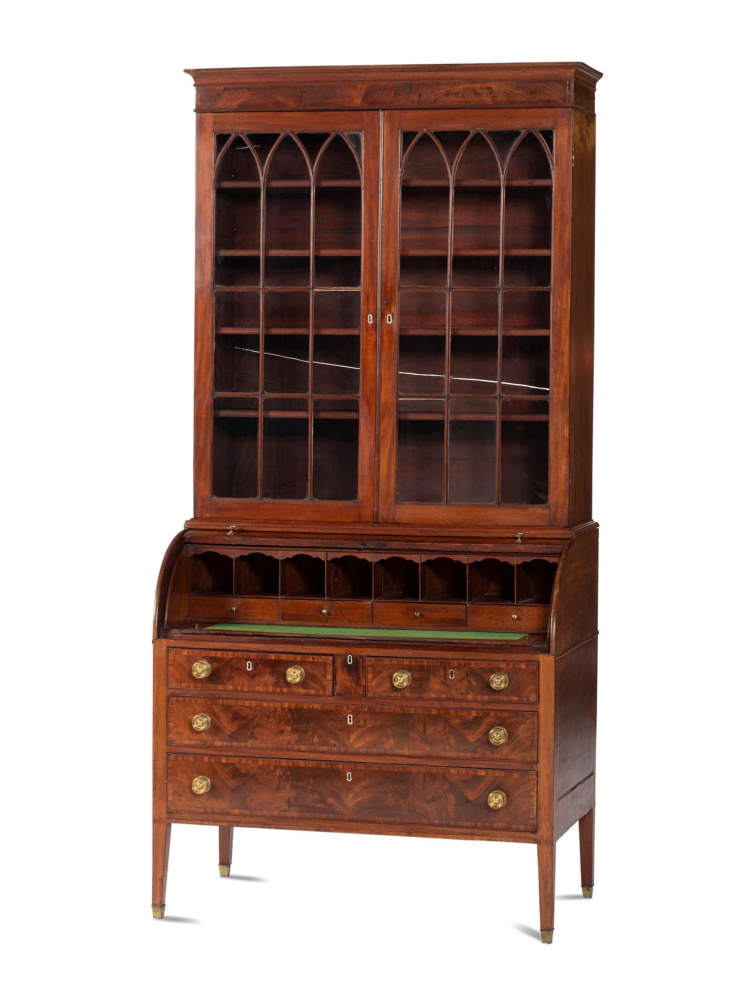 A Classical Mahogany Desk and Bookcase