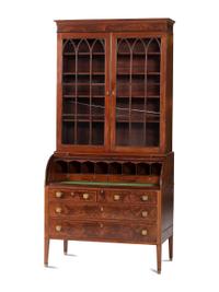A Classical Mahogany Desk and Bookcase