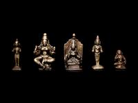 Five Indian Gilt Bronze Figures of Deities and Attendants