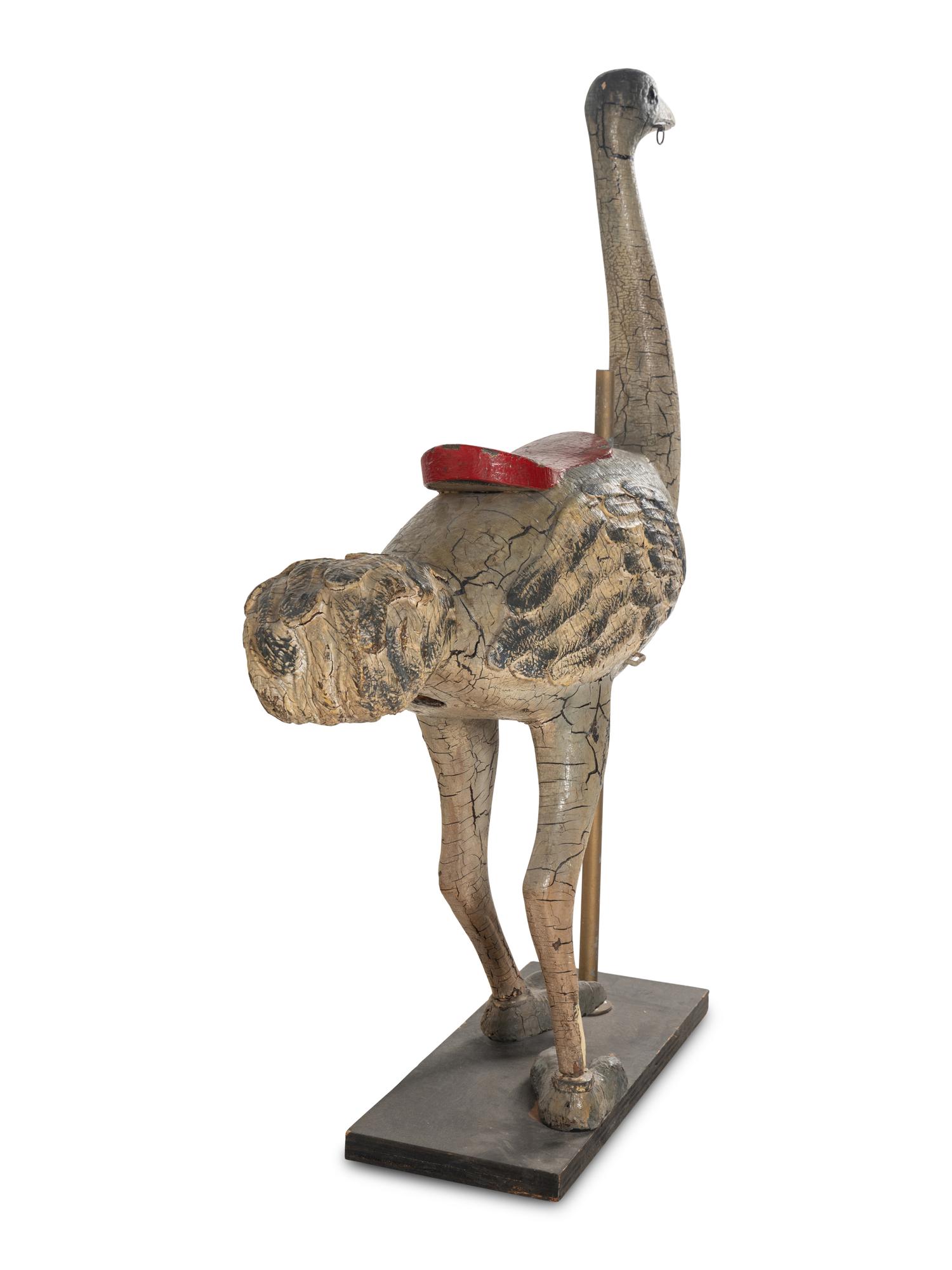A Carved and Painted Wood Ostrich Carousel Figure