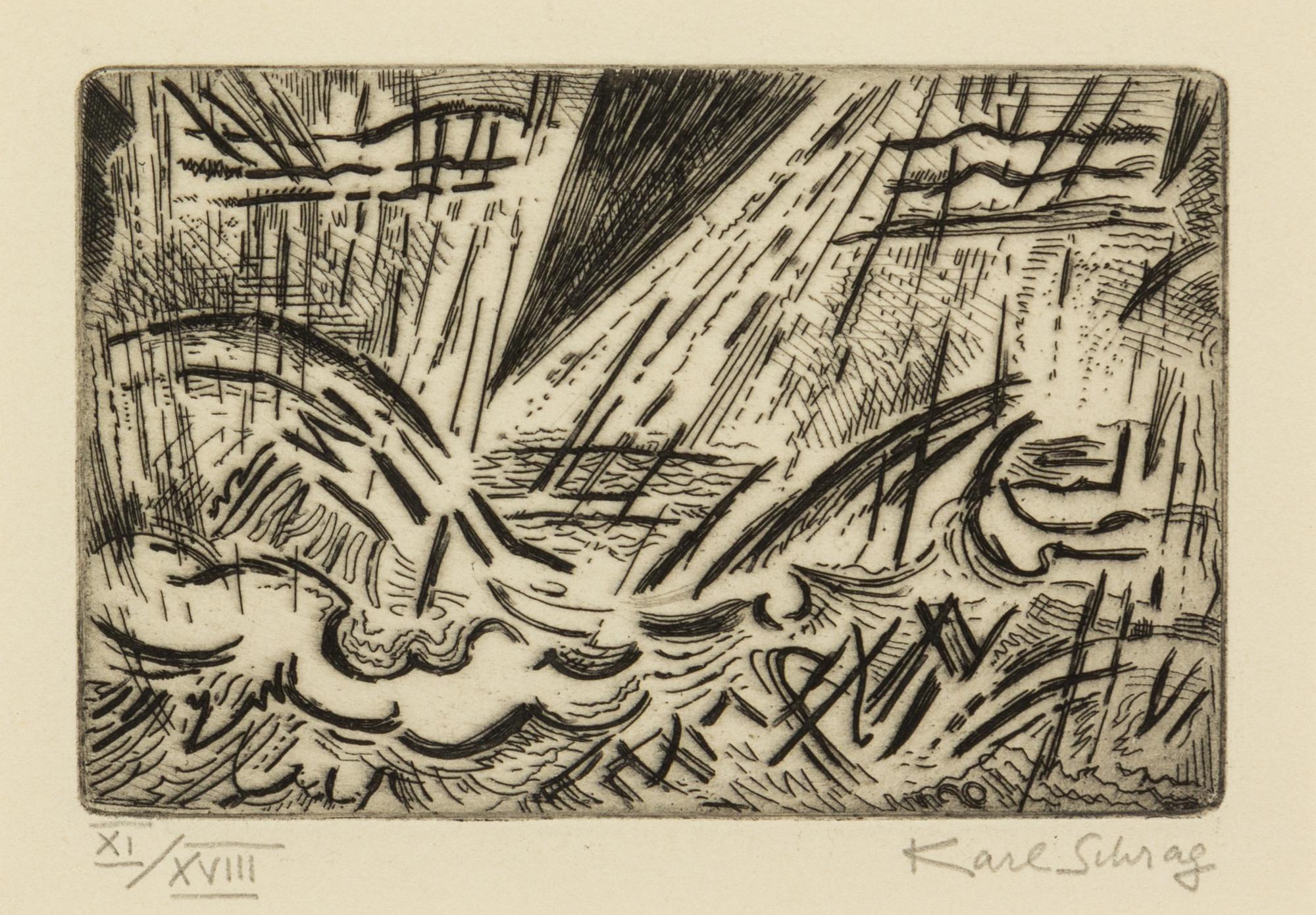 Karl Schrag, (American, 1912–1995), Rainstorm