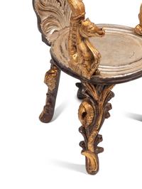 A Pair of Italian Grotto Style Giltwood Armchairs
