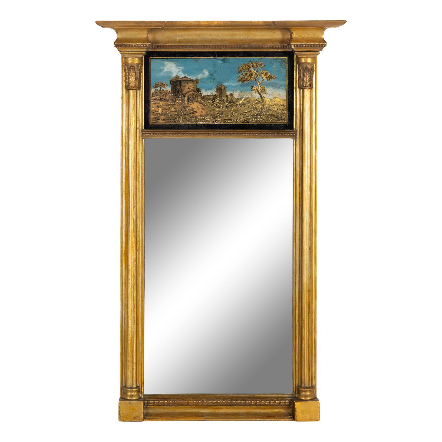 A Classical Giltwood and Eglomisé Mirror