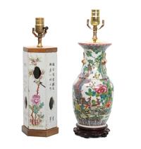 Two Chinese Famille Rose Items Height 18 1/2 inches (tallest)