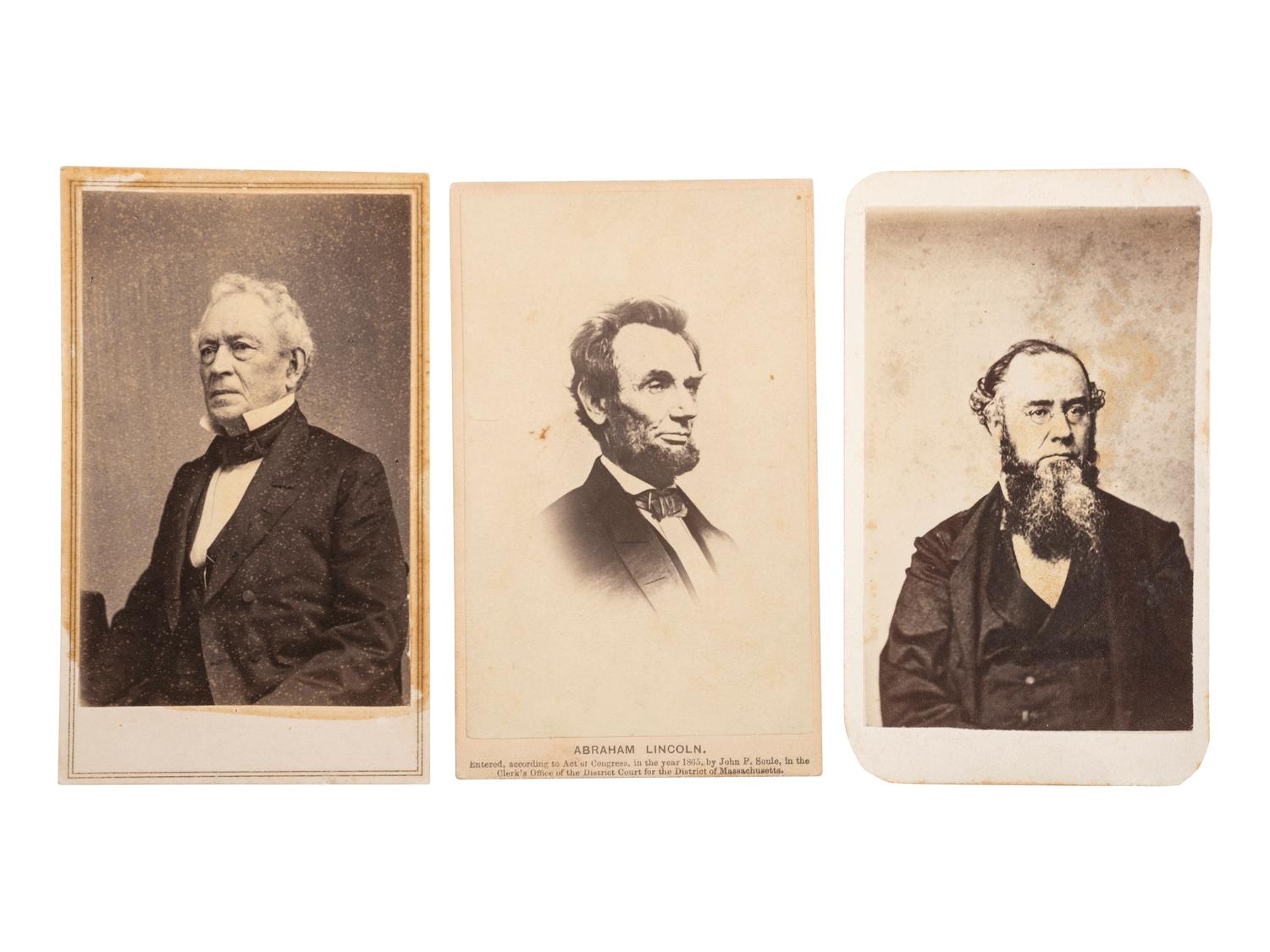 [CIVIL WAR] -- [LINCOLN, Abraham (1809-1865)]. A group of 4 CDVs highlighted by Lincoln portrait and rare view of the Soldiers' Home in Chicago, Illinois. Chicago: S.M. Fassett, ca late 1860s.