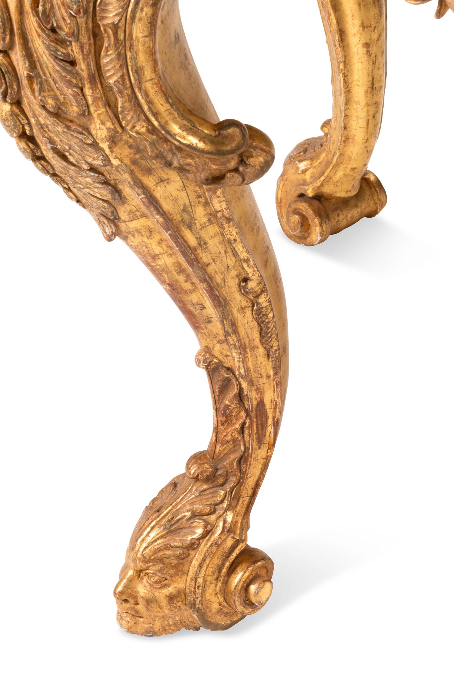 A George II Style Carved Giltwood Marble-Top Console Table