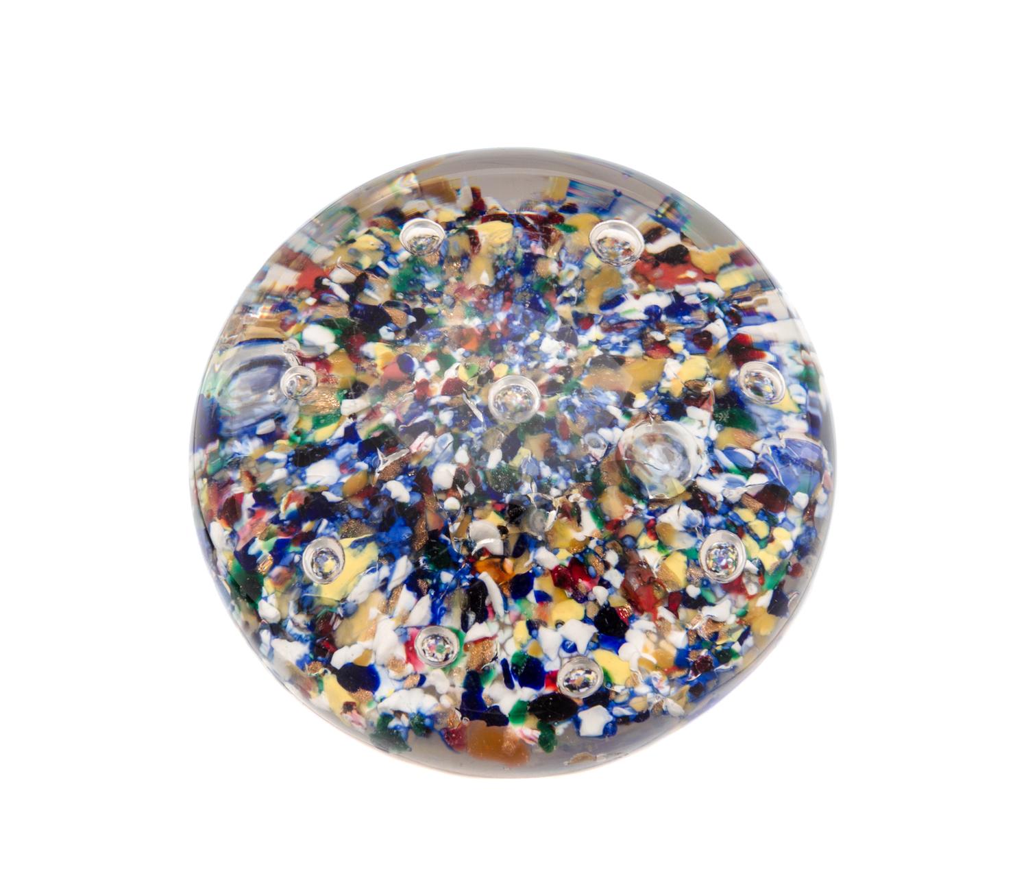 Attributed to Baccarat, , paperweight with scattered ground and bubbles