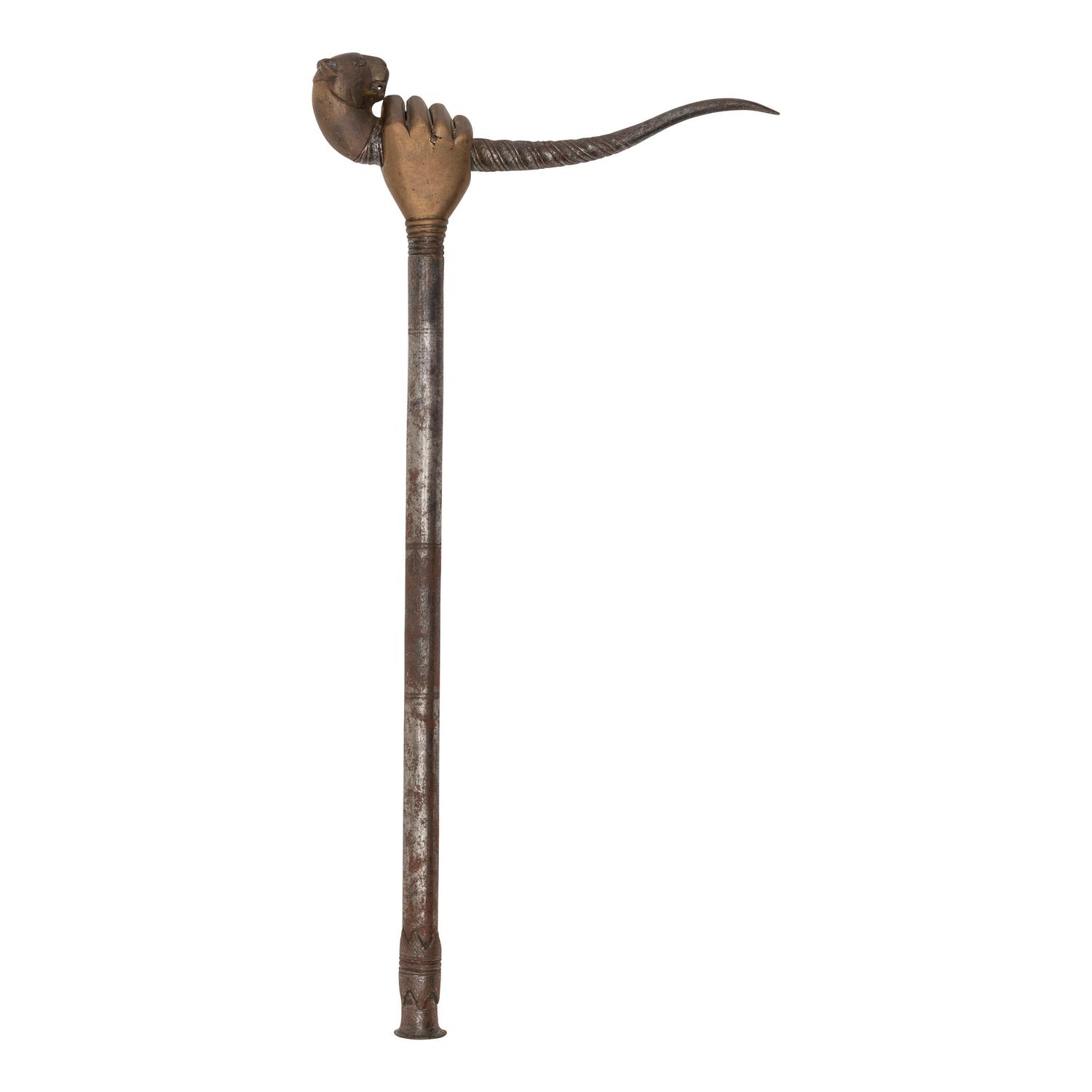 A 19th Century Indo-Persian Fakir's Crutch with Stiletto Spike Blade