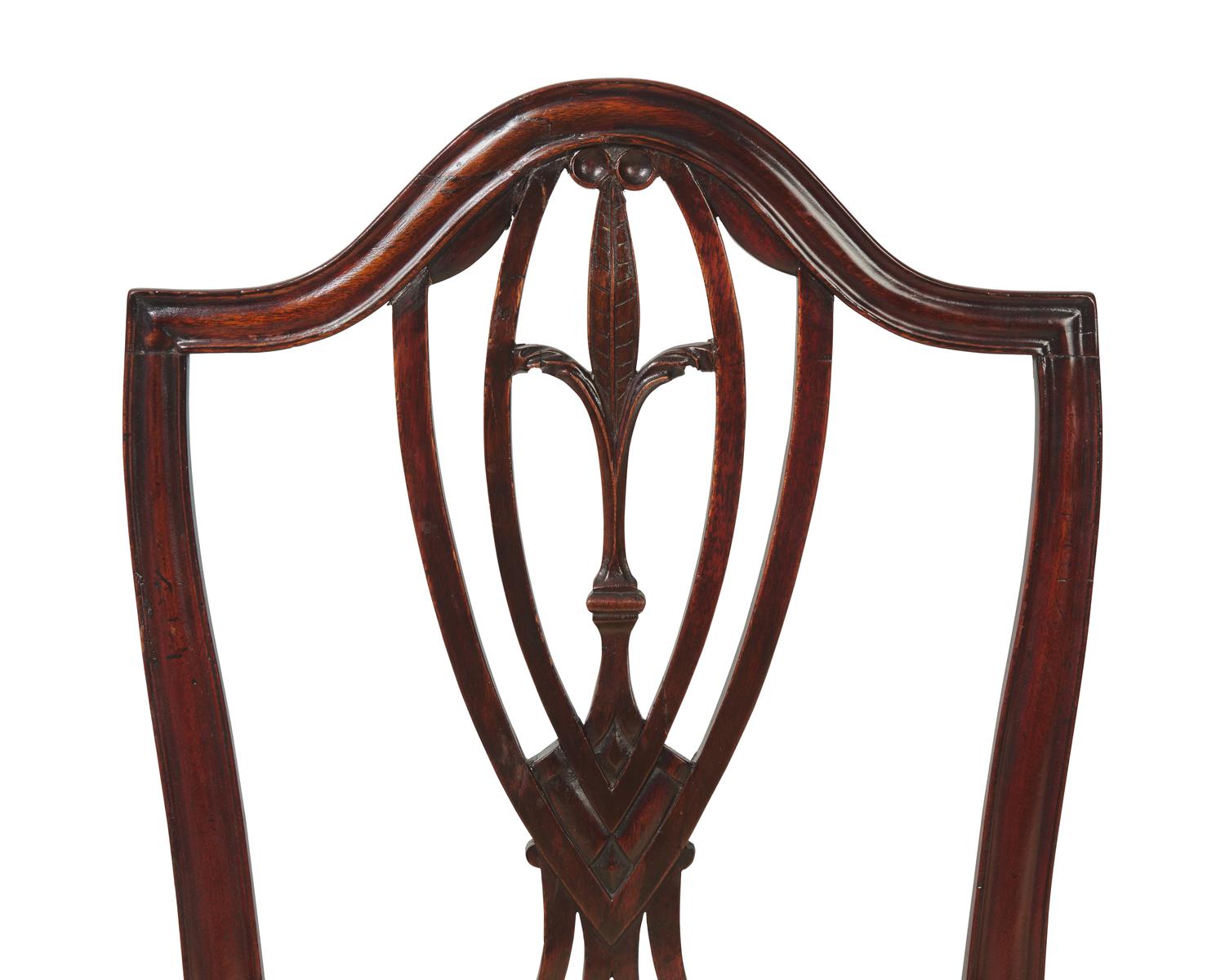 A Set of Four George III Mahogany Side Chairs With Prince of Wales's Feathers, Circa 1790