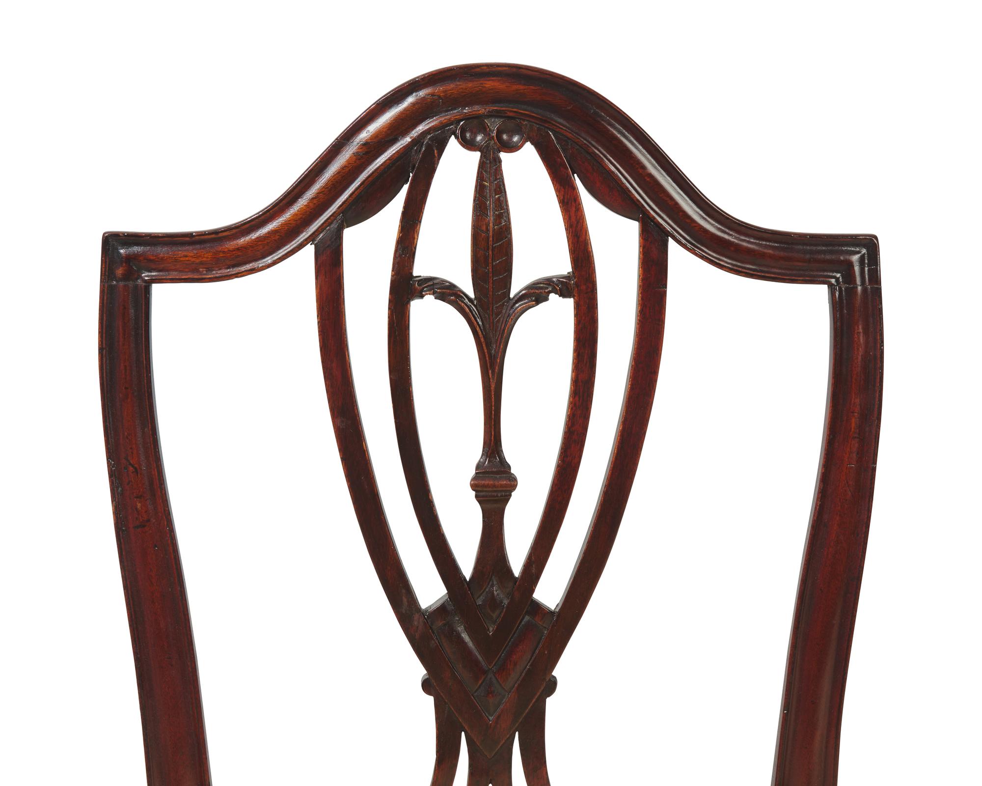 A Set of Four George III Mahogany Side Chairs With Prince of Wales's Feathers, Circa 1790