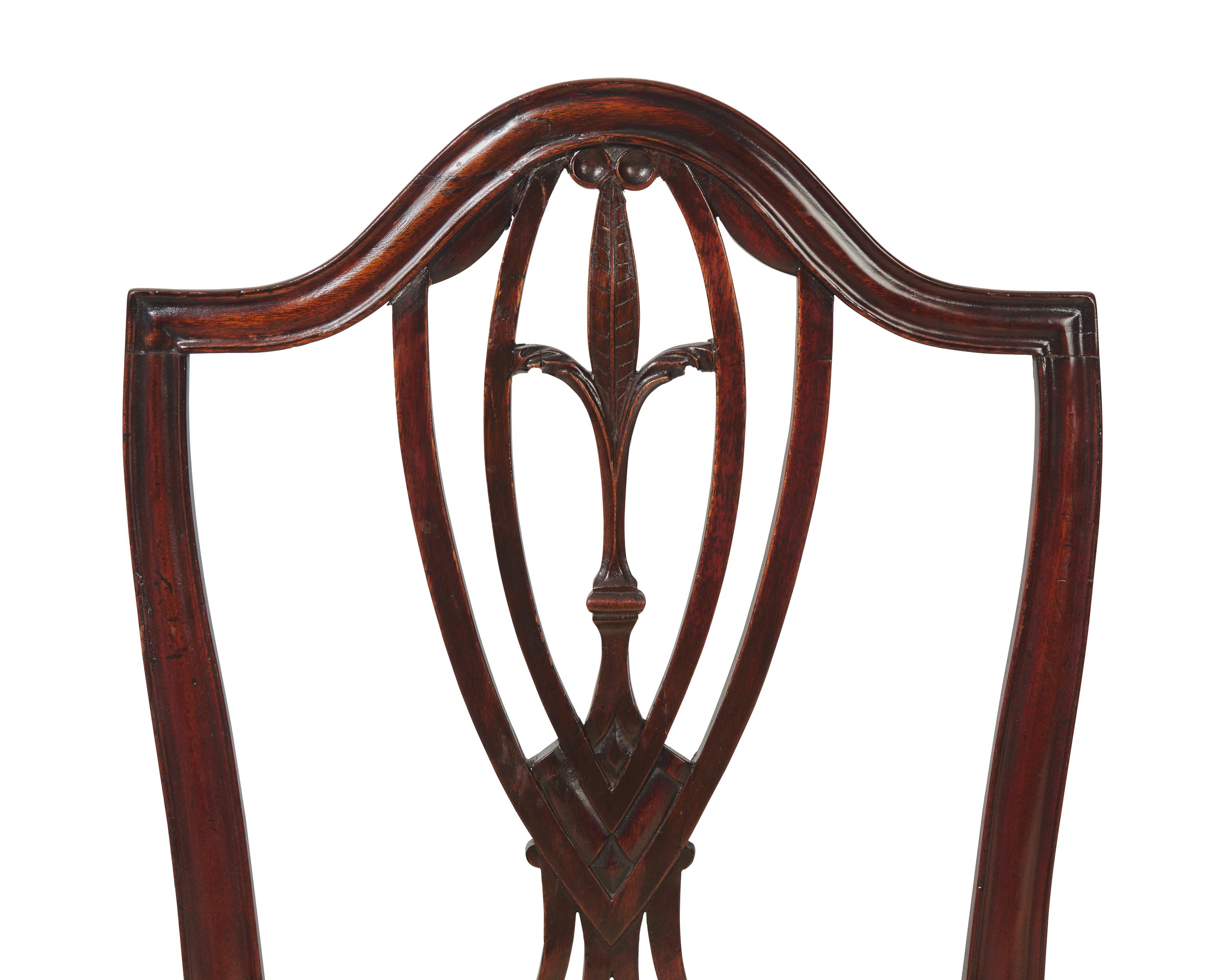 A Set of Four George III Mahogany Side Chairs With Prince of Wales's Feathers, Circa 1790
