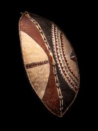 A Maasai Painted Hide Shield and Milk Gourd