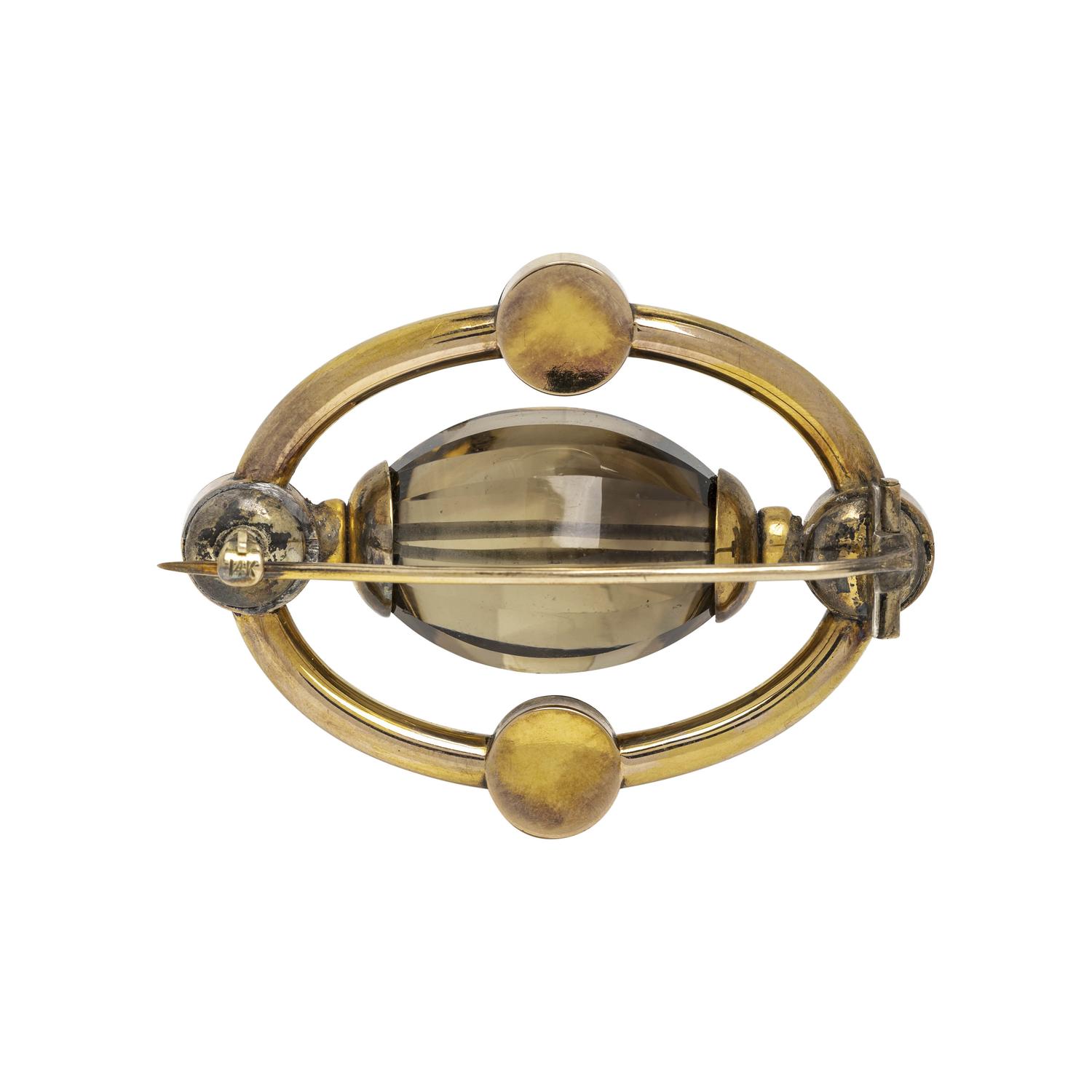 YELLOW GOLD AND MULTIGEM BROOCH