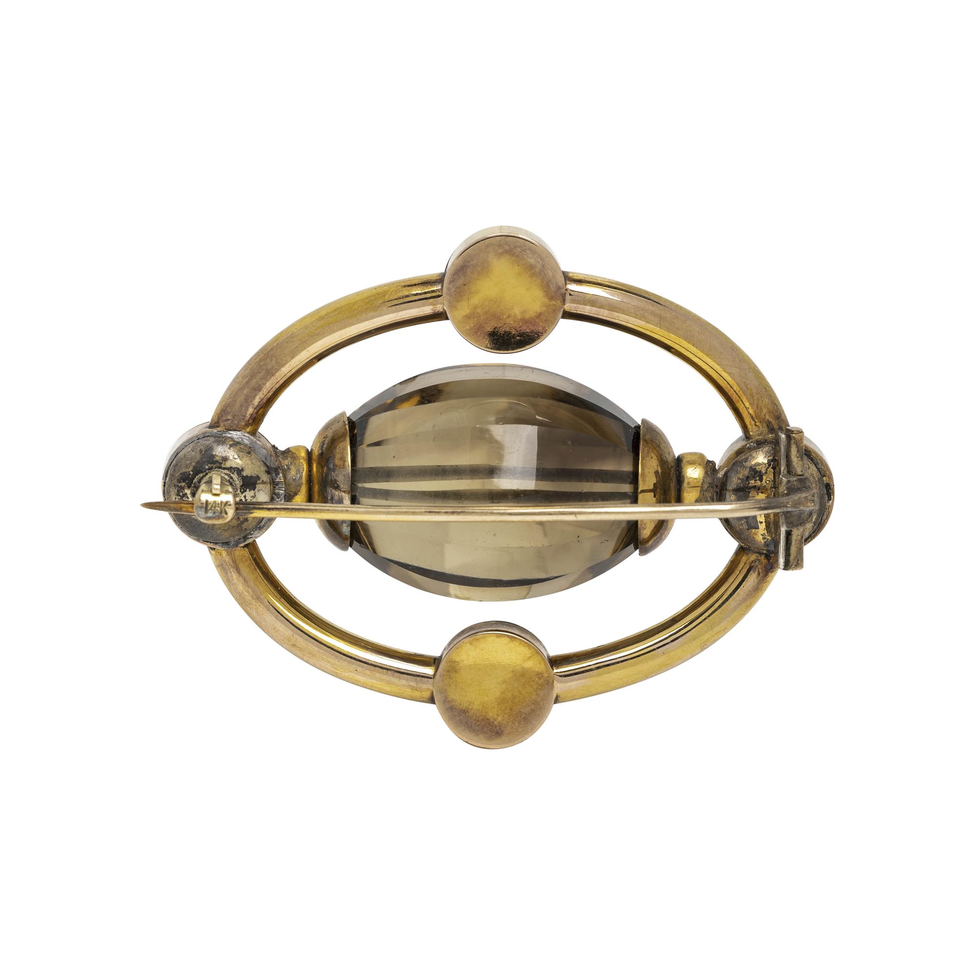 YELLOW GOLD AND MULTIGEM BROOCH
