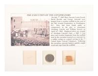 [LINCOLN, Abraham (1809-1865)]. A strand of hair attributed to Abraham Lincoln and wood fragments from the scaffold used in the execution of the Lincoln conspirators