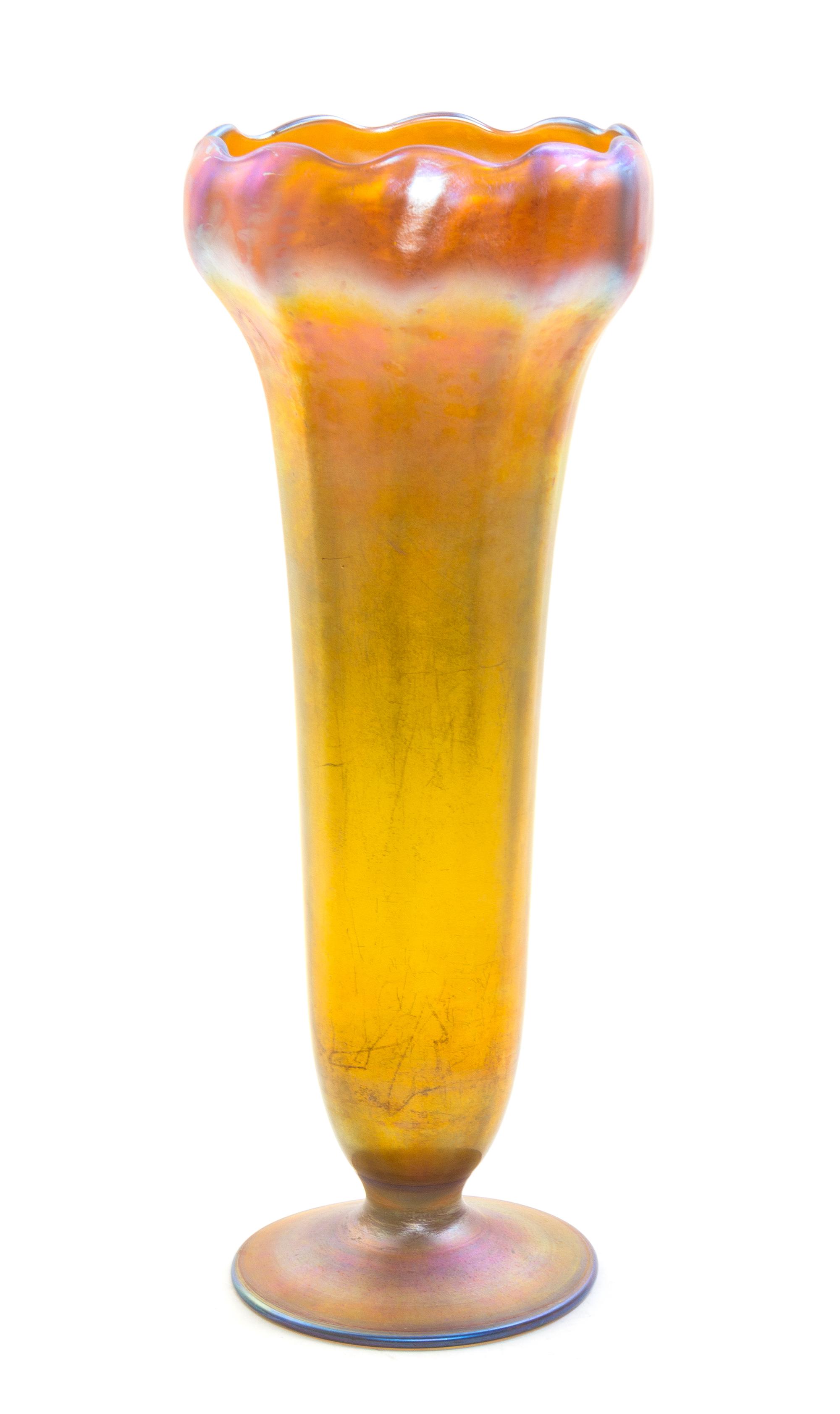 Tiffany Studios, a floriform Favrile glass vase