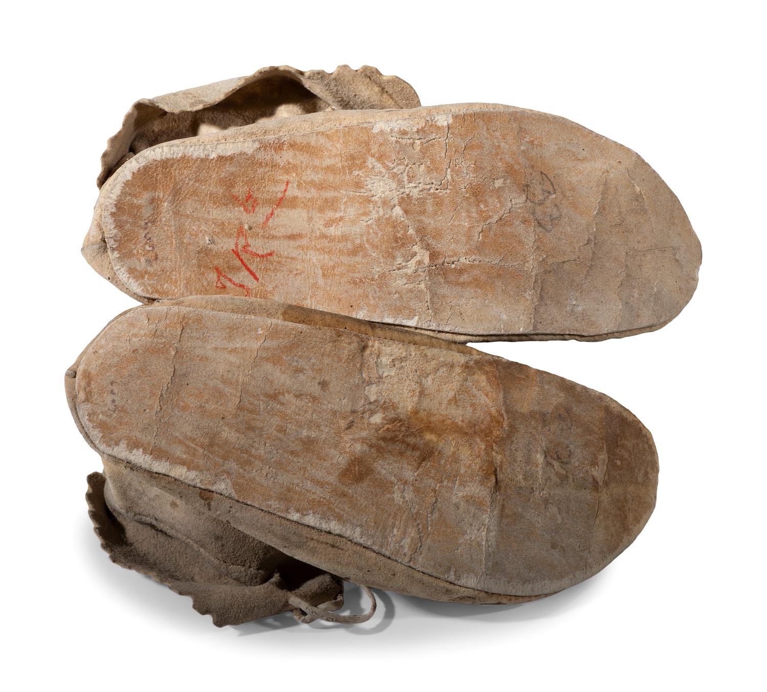 Santee Sioux Beaded Hide Moccasins, with Eagles