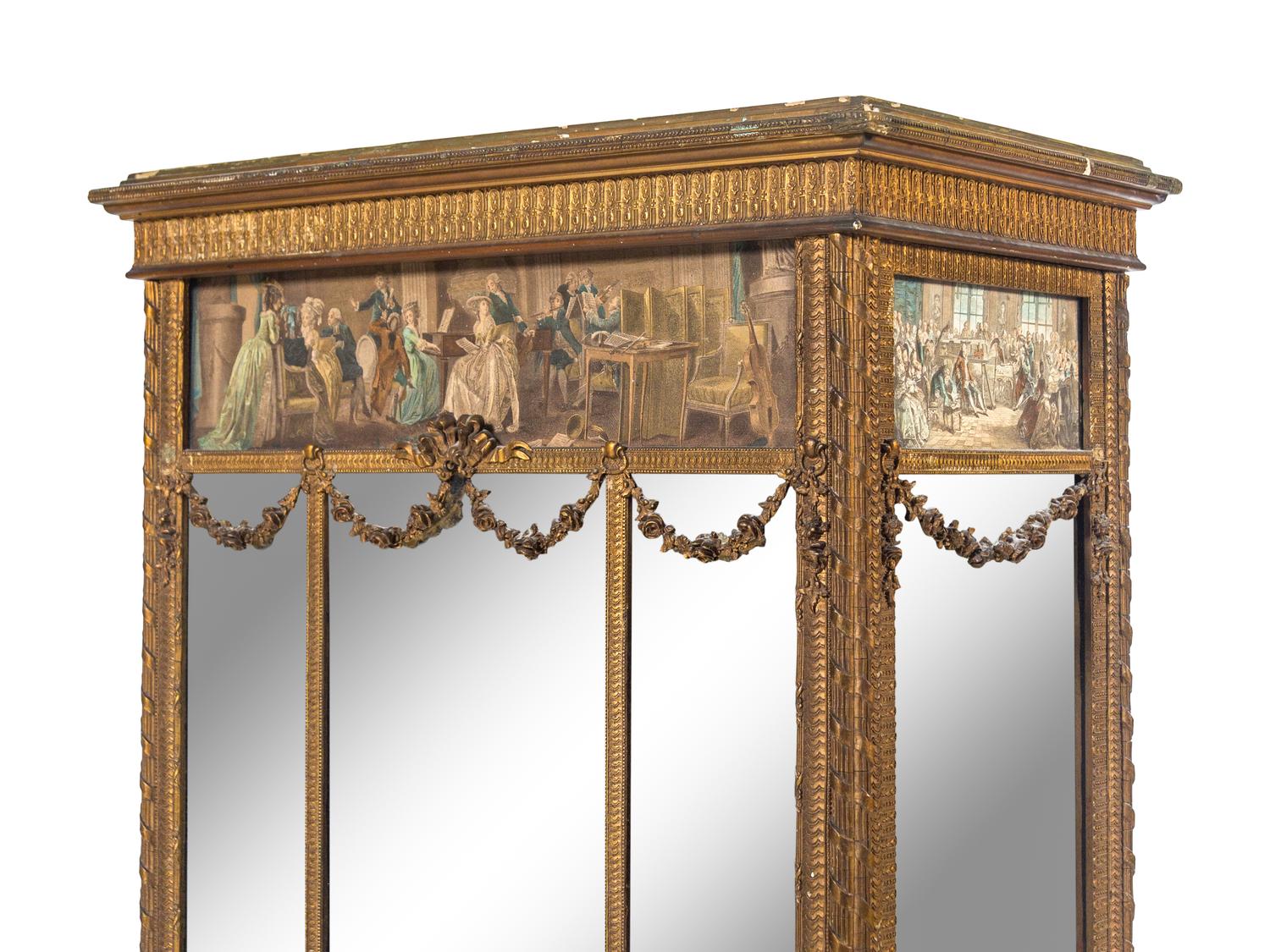 A Louis XVI Style Mirrored Giltwood Cabinet