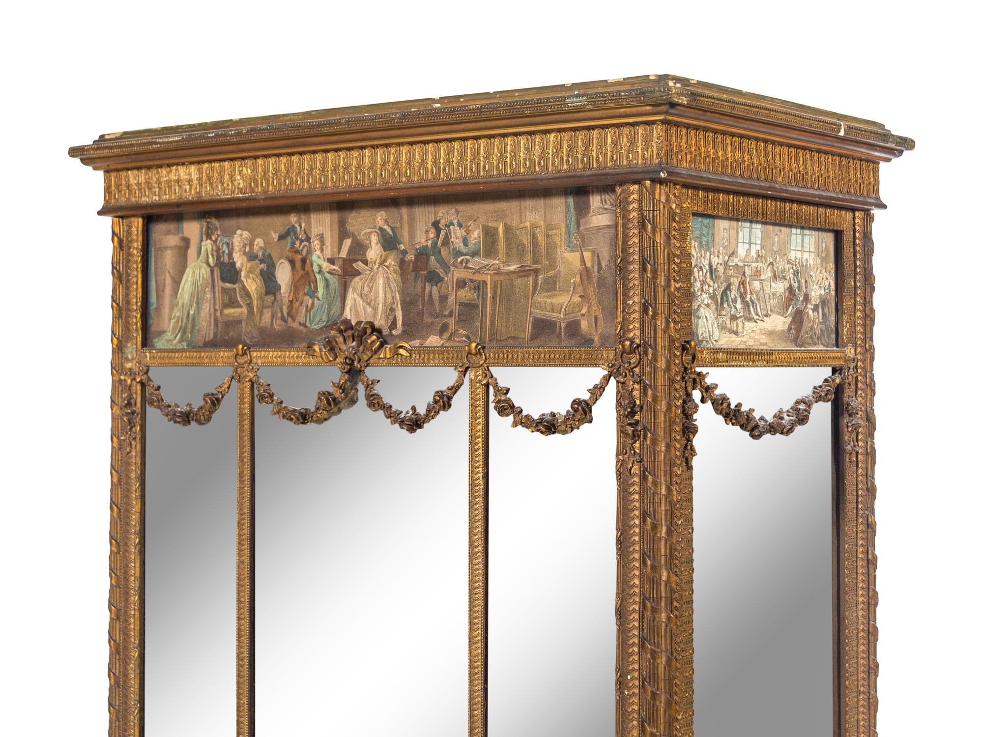 A Louis XVI Style Mirrored Giltwood Cabinet