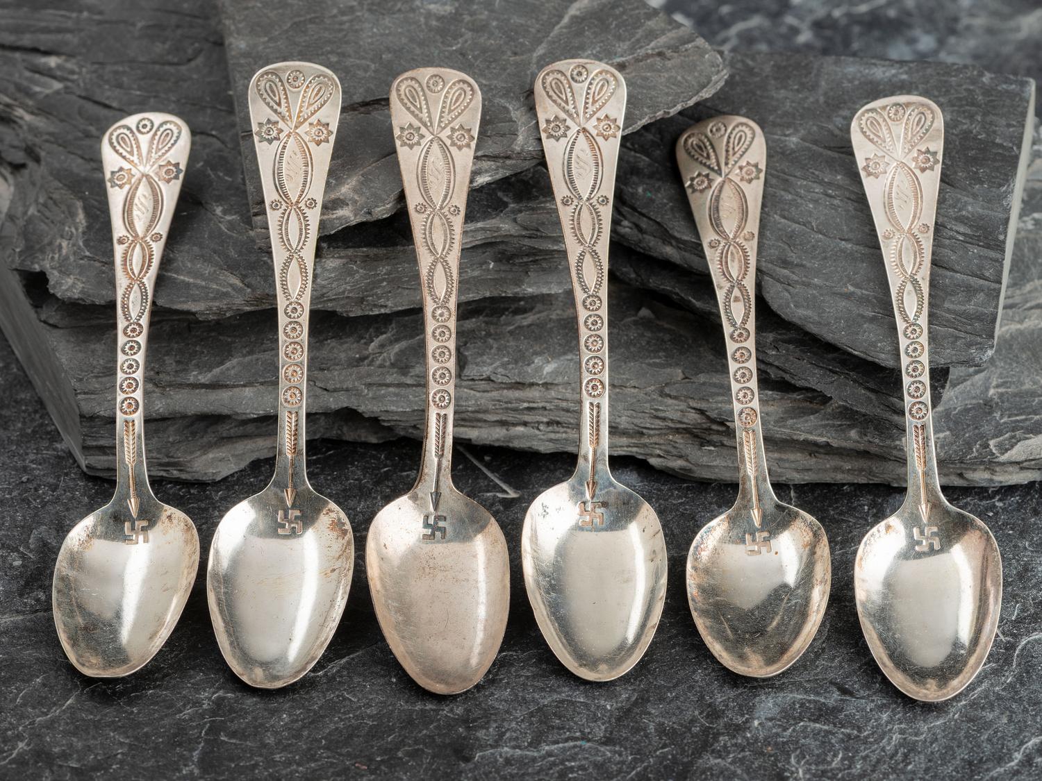 Navajo Stamped Silver Spoons, with Whirling Logs