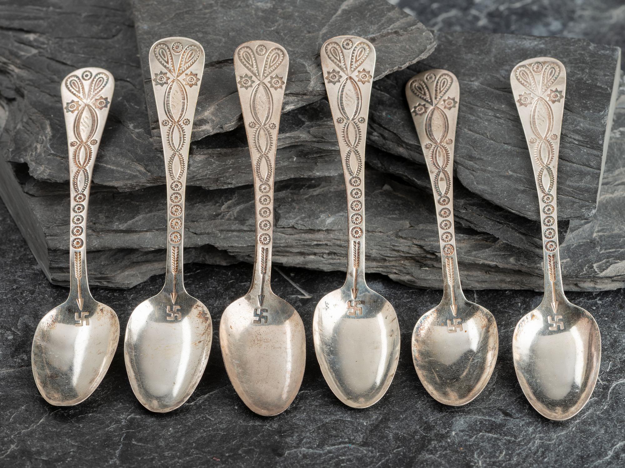 Navajo Stamped Silver Spoons, with Whirling Logs