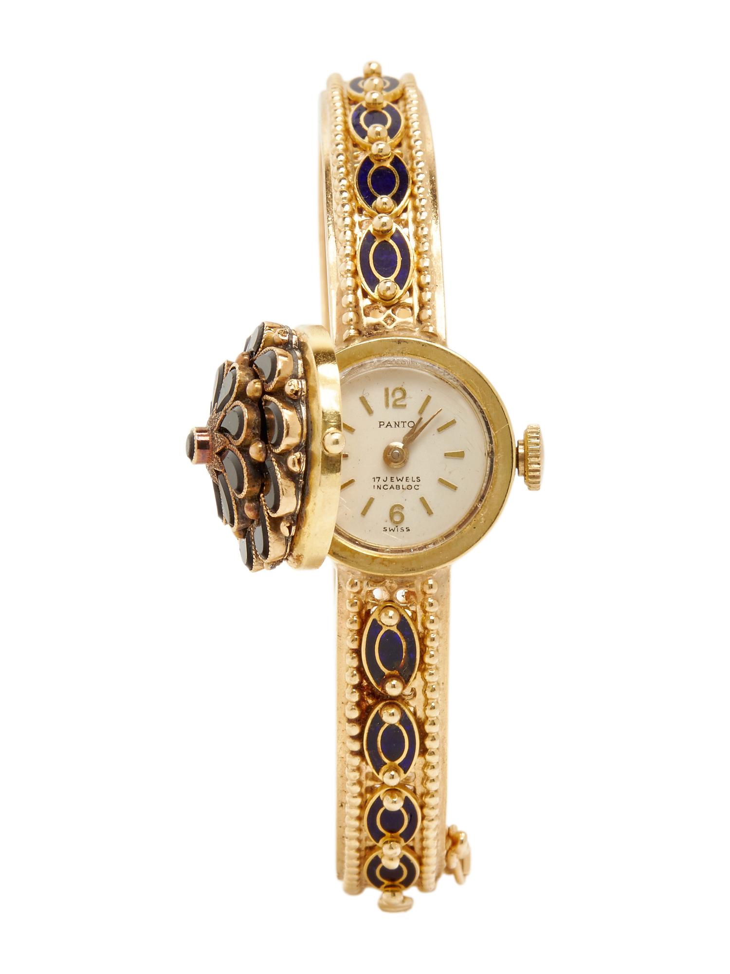 YELLOW GOLD AND ONYX WATCH AND RING