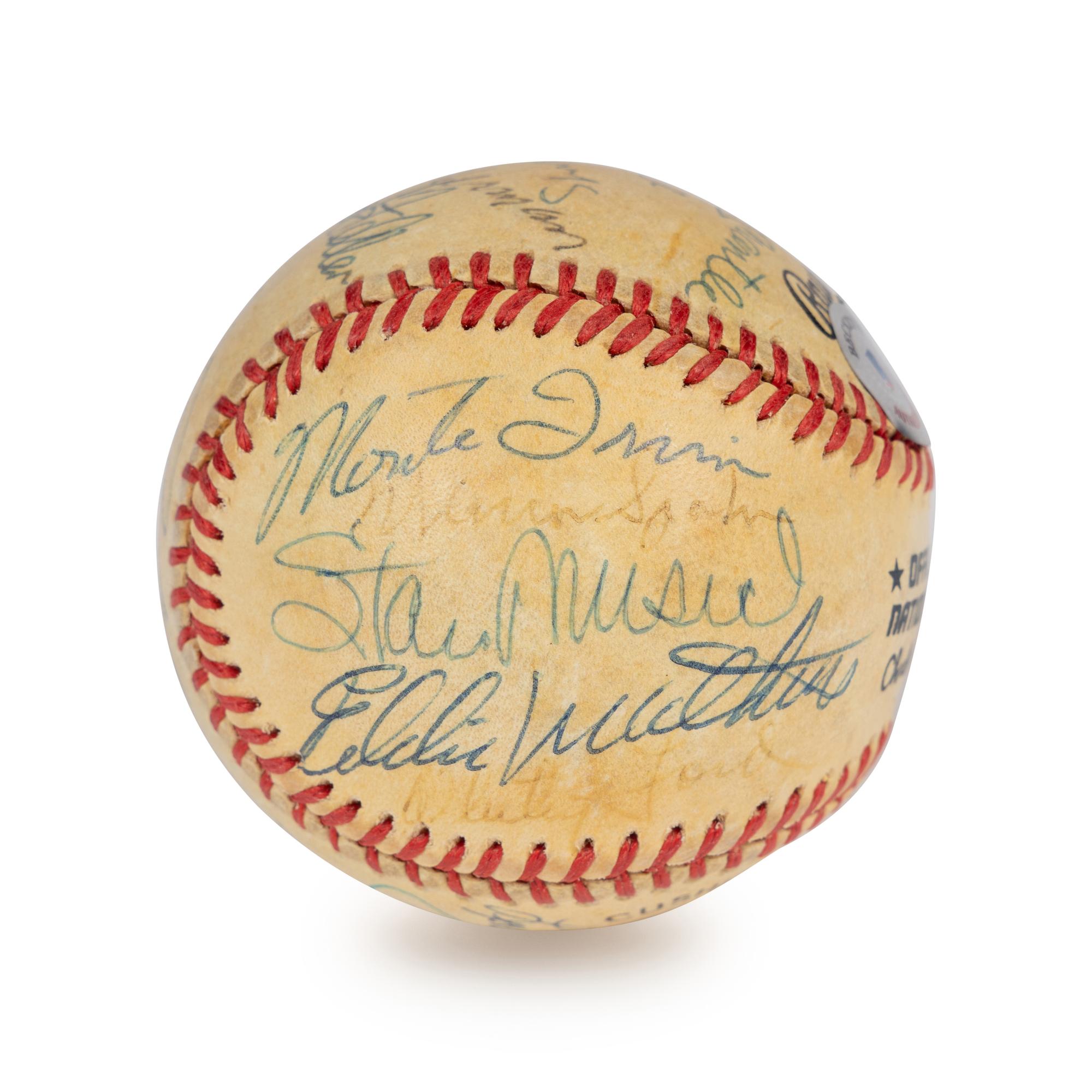 A Vintage Hall of Fame and Alumni Autograph Baseball - 21 Signatures Including Mickey Mantle (Beckett Authentication Services Letter),