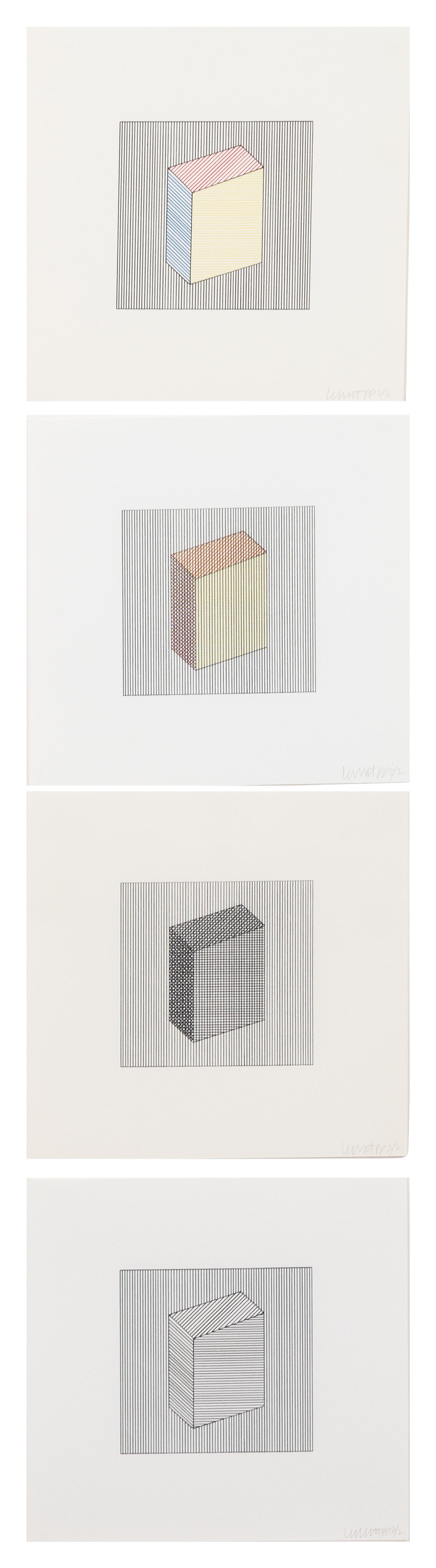 Sol LeWitt, (American, 1928-2007) , Twelve Forms Derived From a Cube, 1984 (complete portfolio of 48 screenprints with title and justif